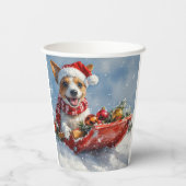 Rat Terrier Hund in Sledge Let it Snow Weihnachten Pappbecher (Rückseite)