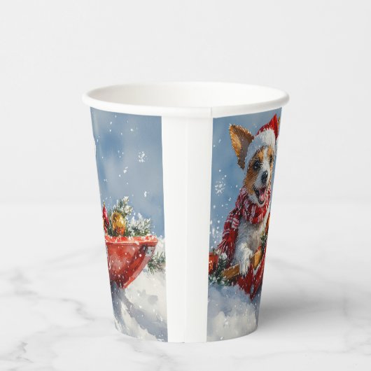 Rat Terrier Hund in Sledge Let it Snow Weihnachten Pappbecher (Rechts)