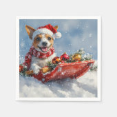 Rat Terrier Hund in Sledge Let it Snow Weihnachten Serviette (Vorderseite)