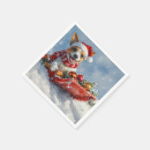 Rat Terrier Hund in Sledge Let it Snow Weihnachten Serviette (Ecke)