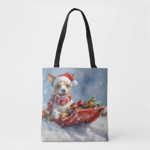 Rat Terrier Hund in Sledge Let it Snow Weihnachten Tasche