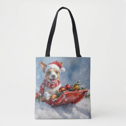 Rat Terrier Hund in Sledge Let it Snow Weihnachten Tasche (Vorderseite)