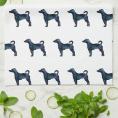 Rat Terrier Hund Silhouette Black Watercolor Geschirrtuch (Gefaltet)