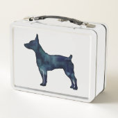 Rat Terrier Hund Silhouette Black Watercolor Metall Brotdose (Rückseite)