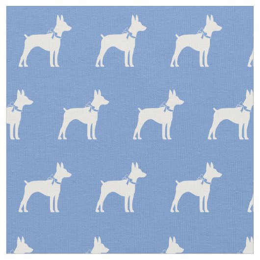 Rat Terrier Hund Silhouette Pet Light Blue Stoff (Nahaufnahme)