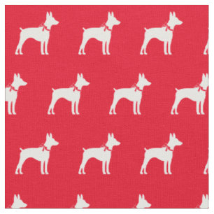 Rat Terrier Hund Silhouette Rotes Tier Stoff