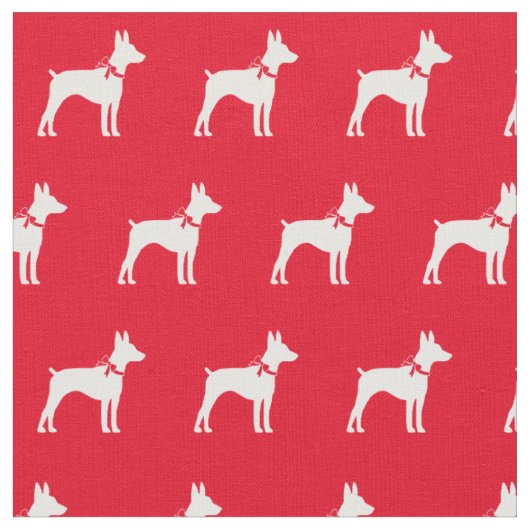 Rat Terrier Hund Silhouette Rotes Tier Stoff (Nahaufnahme)