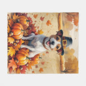 Rat Terrier im Herbst hinterlässt Erntedank Art Fleecedecke (Vorderseite (Horizontal))
