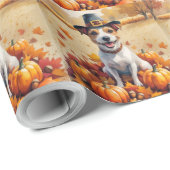 Rat Terrier im Herbst hinterlässt Erntedank Art Geschenkpapier (Rolleneckpunkt)