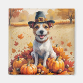 Rat Terrier im Herbst hinterlässt Erntedank Art Magnet (Vorne)