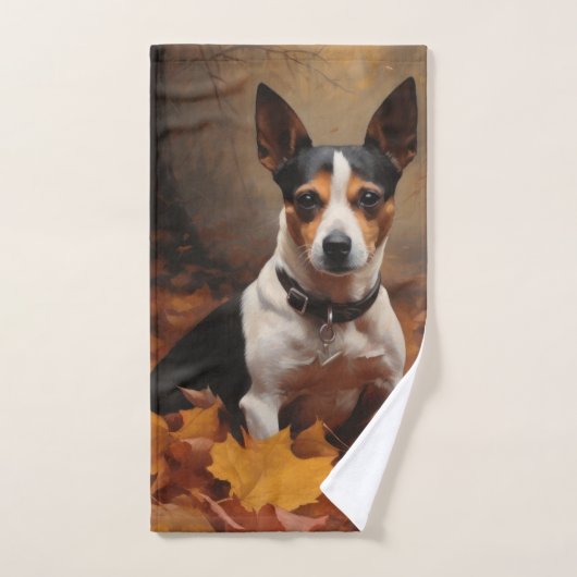 Rat Terrier im Herbst Leaves Fall Inspiriert Badhandtuch Set (Handtuch)