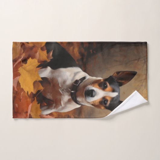 Rat Terrier im Herbst Leaves Fall Inspiriert Badhandtuch Set (Handtuch)