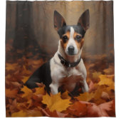 Rat Terrier im Herbst Leaves Fall Inspiriert Duschvorhang (Vorderseite)