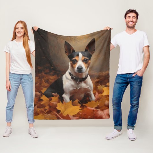 Rat Terrier im Herbst Leaves Fall Inspiriert Fleecedecke (Beispiel)
