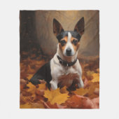 Rat Terrier im Herbst Leaves Fall Inspiriert Fleecedecke (Vorderseite)