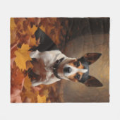 Rat Terrier im Herbst Leaves Fall Inspiriert Fleecedecke (Vorderseite (Horizontal))