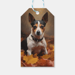 Rat Terrier im Herbst Leaves Fall Inspiriert Geschenkanhänger