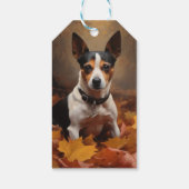 Rat Terrier im Herbst Leaves Fall Inspiriert Geschenkanhänger (Rückseite)