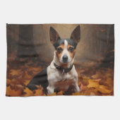 Rat Terrier im Herbst Leaves Fall Inspiriert Geschirrtuch (Horizontal)