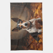 Rat Terrier im Herbst Leaves Fall Inspiriert Geschirrtuch (Vertikal)