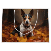 Rat Terrier im Herbst Leaves Fall Inspiriert Große Geschenktüte (Vorderseite)