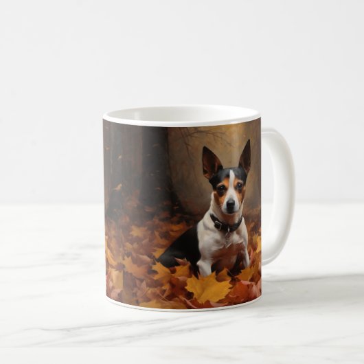 Rat Terrier im Herbst Leaves Fall Inspiriert Kaffeetasse (VorderseiteRechts)