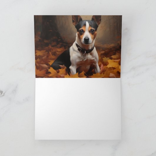 Rat Terrier im Herbst Leaves Fall Inspiriert Karte (Innenseite)