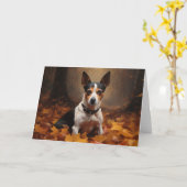 Rat Terrier im Herbst Leaves Fall Inspiriert Karte (Gelbe Blume)