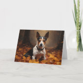 Rat Terrier im Herbst Leaves Fall Inspiriert Karte (Vorderseite)