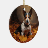 Rat Terrier im Herbst Leaves Fall Inspiriert Keramik Ornament (Rechts)
