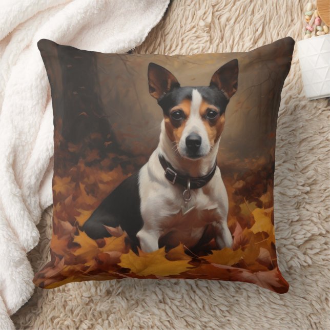 Rat Terrier im Herbst Leaves Fall Inspiriert Kissen (Decke)