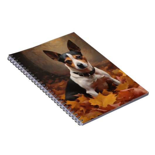 Rat Terrier im Herbst Leaves Fall Inspiriert Notizblock (Rechte Seite)