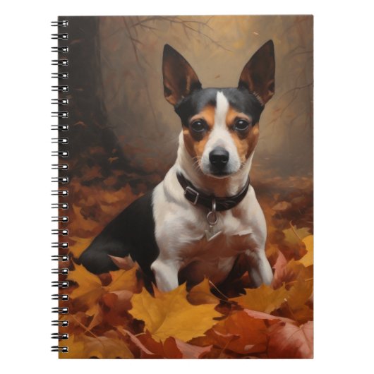 Rat Terrier im Herbst Leaves Fall Inspiriert Notizblock (Vorderseite)