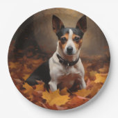 Rat Terrier im Herbst Leaves Fall Inspiriert Pappteller (Vorderseite)