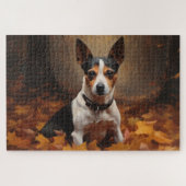 Rat Terrier im Herbst Leaves Fall Inspiriert Puzzle (Horizontal)