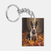 Rat Terrier im Herbst Leaves Fall Inspiriert Schlüsselanhänger (Vorderseite links)