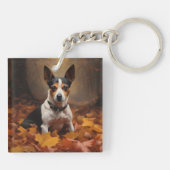 Rat Terrier im Herbst Leaves Fall Inspiriert Schlüsselanhänger (Rückseite)