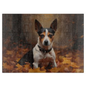 Rat Terrier im Herbst Leaves Fall Inspiriert Schneidebrett (Vorderseite)