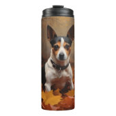 Rat Terrier im Herbst Leaves Fall Inspiriert Thermosbecher (Vorderseite)