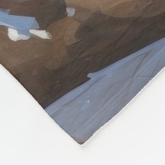 Rat Terrier läuft im Schnee mit Weihnachtshut Fleecedecke (Ecke)