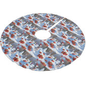 Rat Terrier läuft im Schnee mit Weihnachtshut Polyester Weihnachtsbaumdecke (Schrägansicht)