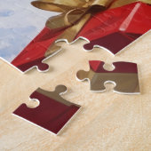 Rat Terrier läuft im Schnee mit Weihnachtshut Puzzle (Seite)