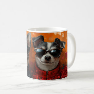 Rat Terrier mit Herz-Rose Valentinstag Kaffeetasse