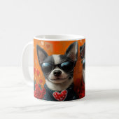 Rat Terrier mit Herz-Rose Valentinstag Kaffeetasse (Vorderseite Links)