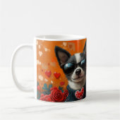 Rat Terrier mit Herz-Rose Valentinstag Kaffeetasse (Links)