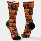 Rat Terrier mit Herz-Rose Valentinstag Socken (Gewinkelt)
