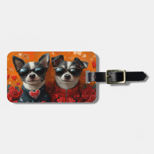 Rat Terrier mit Herz Rosen Valentinstag Gepäckanhänger