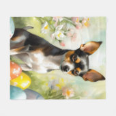 Rat Terrier mit Ostereier Fleecedecke (Vorderseite (Horizontal))