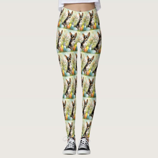 Rat Terrier mit Ostereier Leggings (Vorderseite)