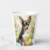 Rat Terrier mit Ostereier Pappbecher (Vorderseite)